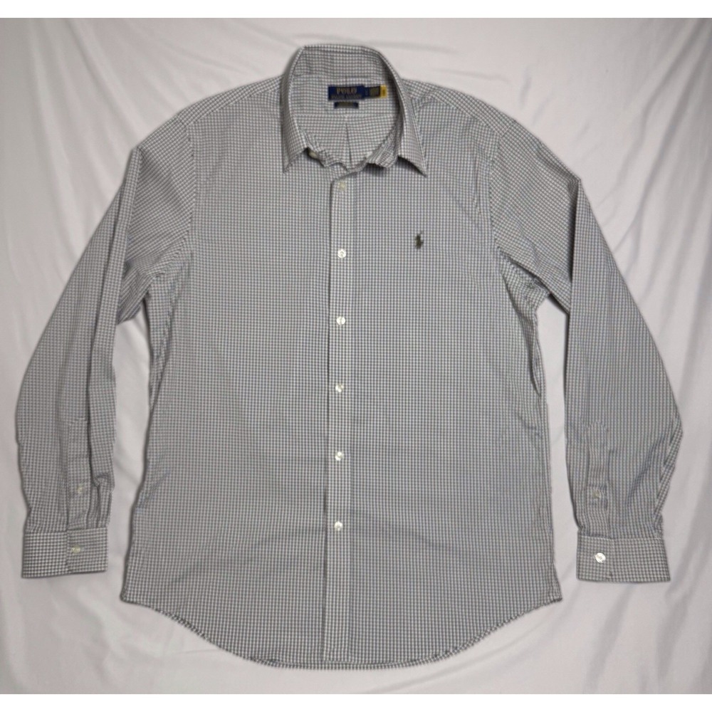 Polo Ralph Lauren Classic Fit Performance Plaid Long‎ Sleeve Men's Size Large
